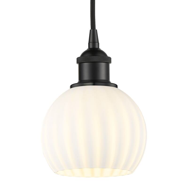 Innovations Lighting 616-1P 8 6 White Venetian Pendant White Venetian - Matte Black