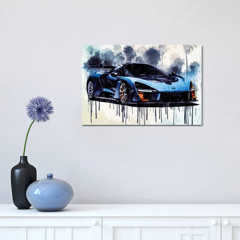 iCanvas "Mclaren Senna 2018 P15 Supercar Racing Car Hypercar" by Sissy Angelastro Canvas Print - 12x18x1.5
