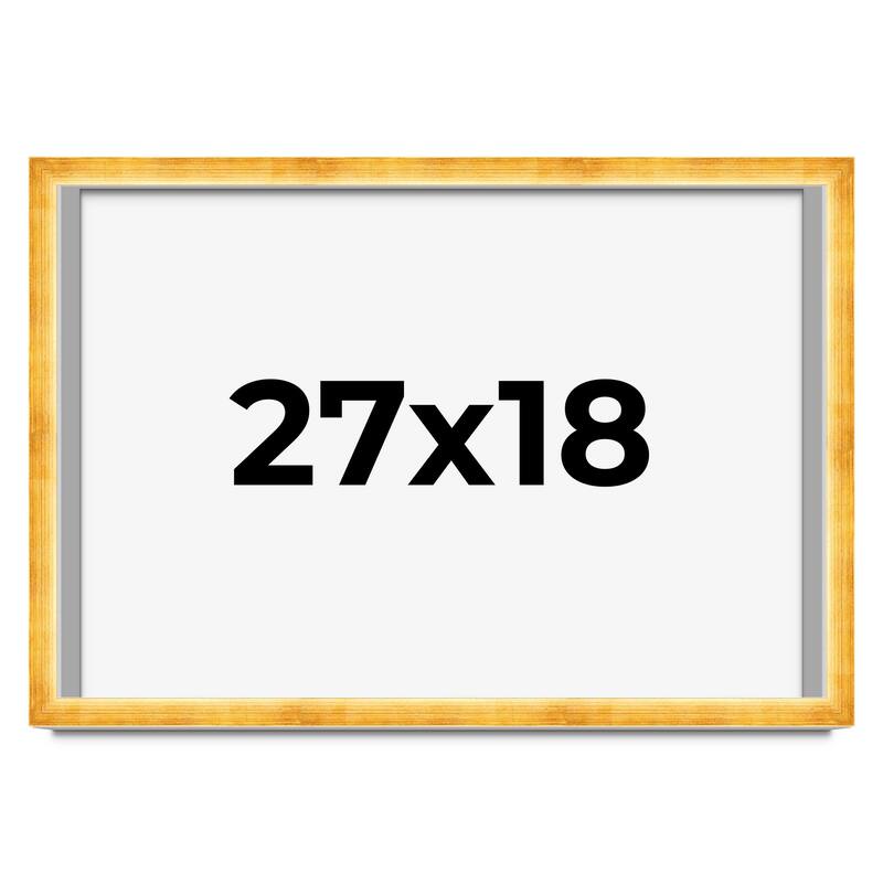 27x18 Shadow Box Frame Gold | 1.625 Inches Deep Real Wood Traditional