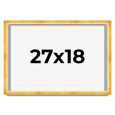 27x18 Shadow Box Frame Gold | 1.625 Inches Deep Real Wood Traditional