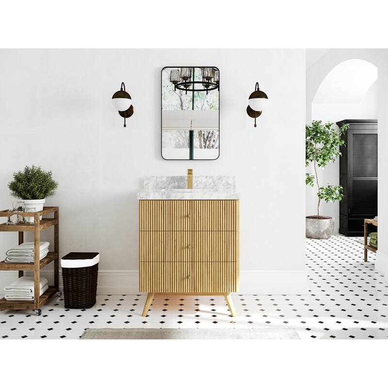 Willow Collections 30 in. W x 22 in. D Pasadena Solid Teak Single Sink Bathroom Vanity with Countertop
