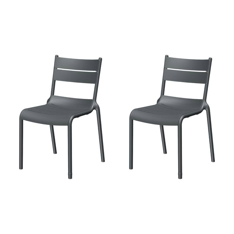 Naples Stackable Side Chair, 2 Pcs - Dark Grey