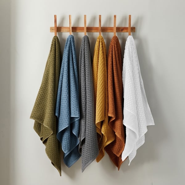 slide 2 of 195, Linery & Co. Cotton Diamond Waffle Texture Bath Towels.