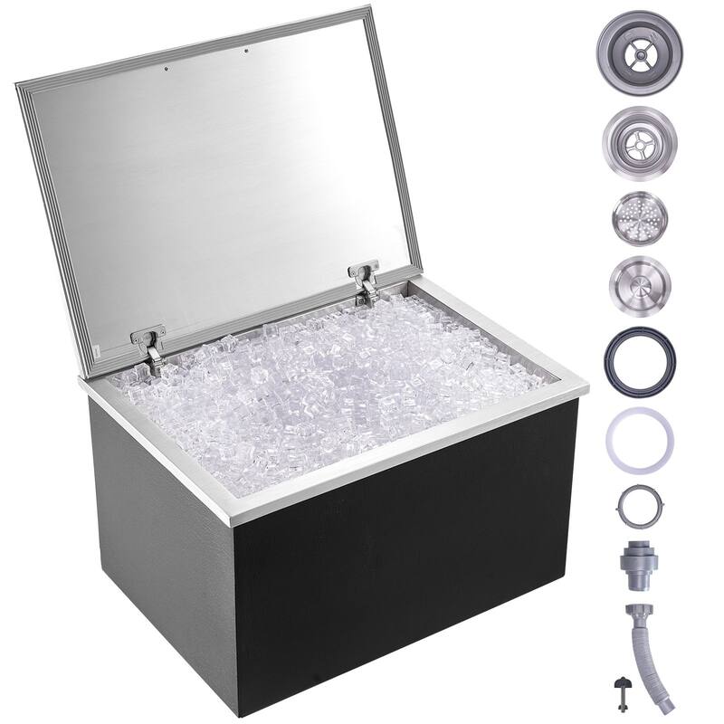 Stainless Steel Commercial-Grade Ice Bin with 24-Hour Insulation for Bars and Restaurants - 28L x 20W x 17H inch