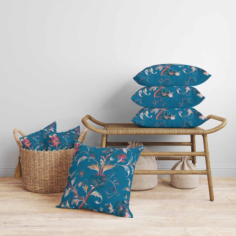 Nature's Palette Faux Suede Reversible Throw Pillow Blue and Pink