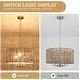 preview thumbnail 41 of 46, 5 - Light Dimmable Drum Chandelier Natural Rattan Bohemian & Coastal Pendant - 18.9 in