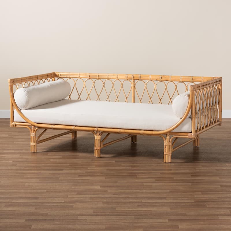 Davida Modern Bohemian Natural Brown Rattan Daybed