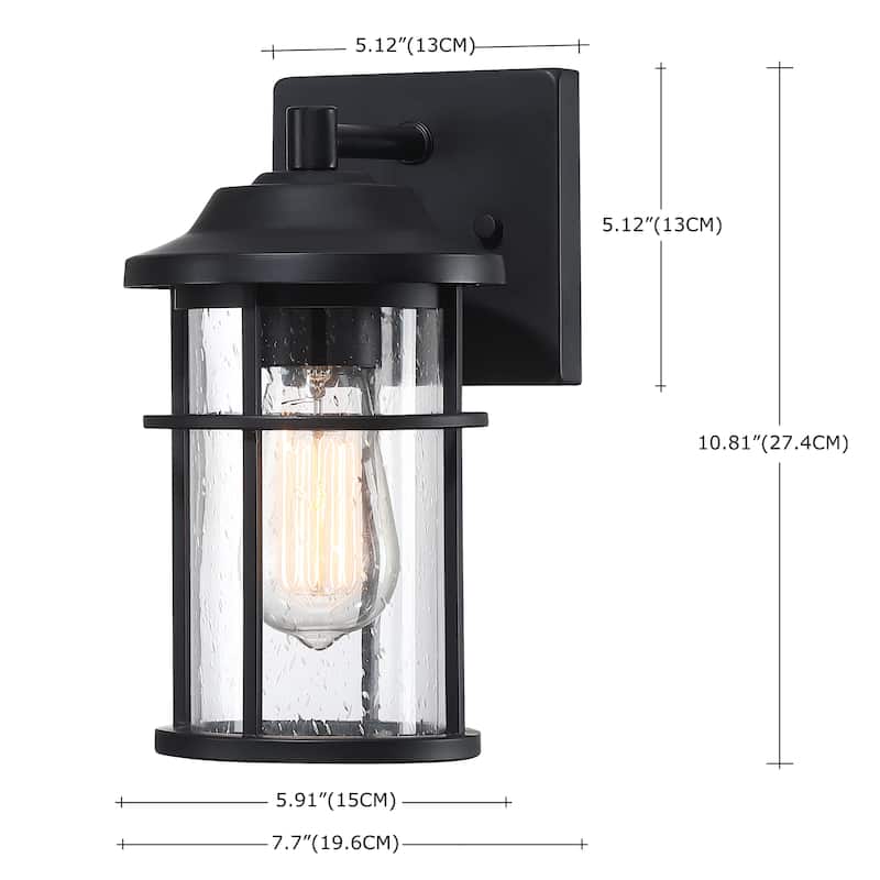 1 Light Matte Black Lantern Outdoor Wall Sconce - Matte Black