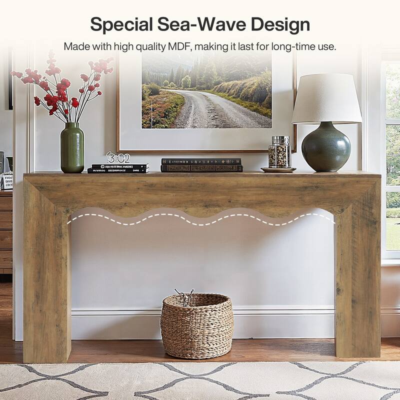 63” Farmhouse Console Table, Brown Entryway Table with Storage