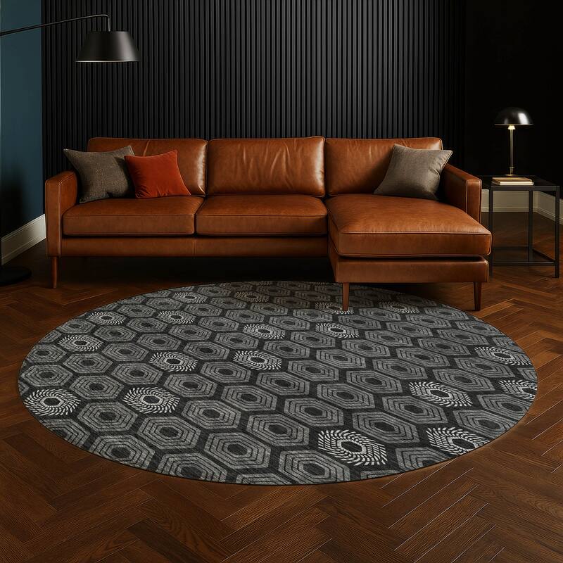 Machine Washable Indoor/ Outdoor Modern Hugoton Chantille Rug