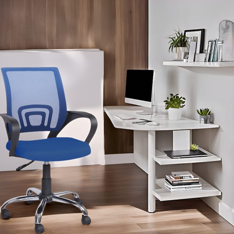 Ergonomic Home Office Desk Chair with Adjustable Lumbar Support - Blue