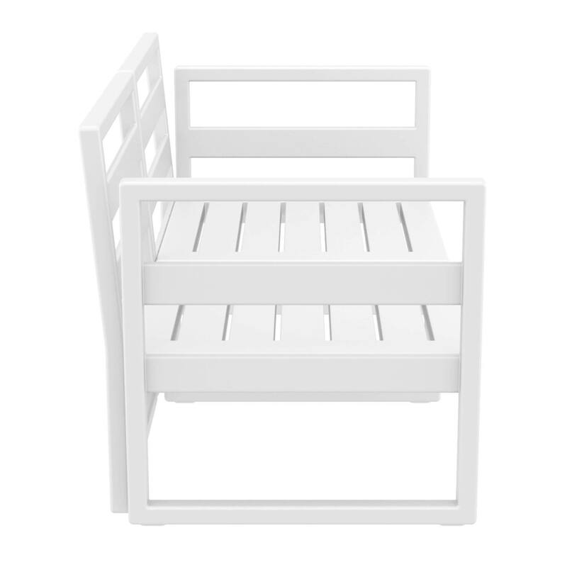 55" White Outdoor Patio Loveseat with Sunbrella Charcoal Gray Cushion