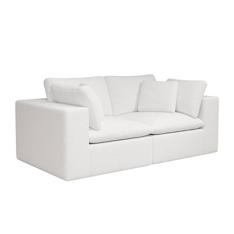 Roomfitters 78.8" Modular Sectional Sofa, 2-Piece Compressed Cloud Couch, No Assembly Required, Plush Corduroy, White