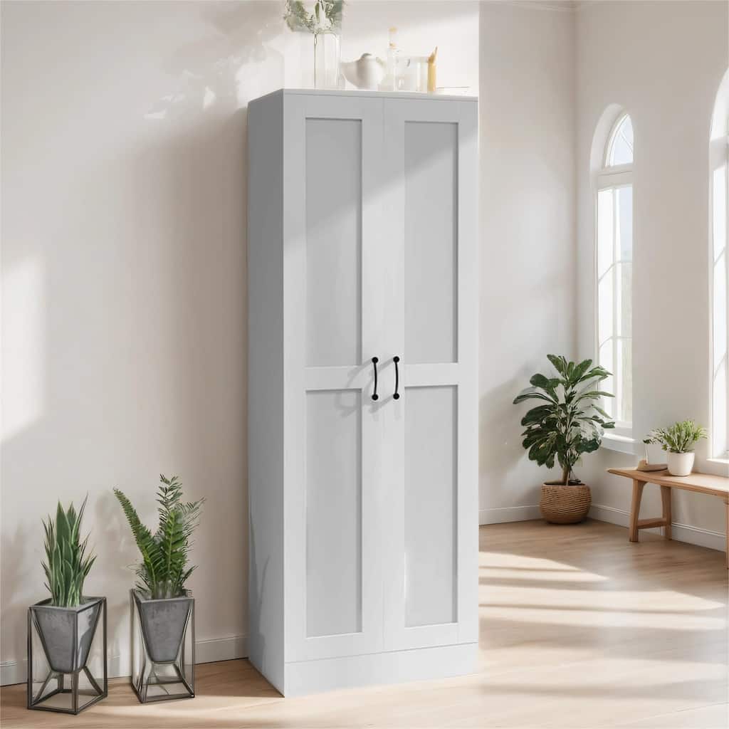 69" Tall Pantry Cupboard Cabinet w/ Soft Close Doors, Movable Shelves