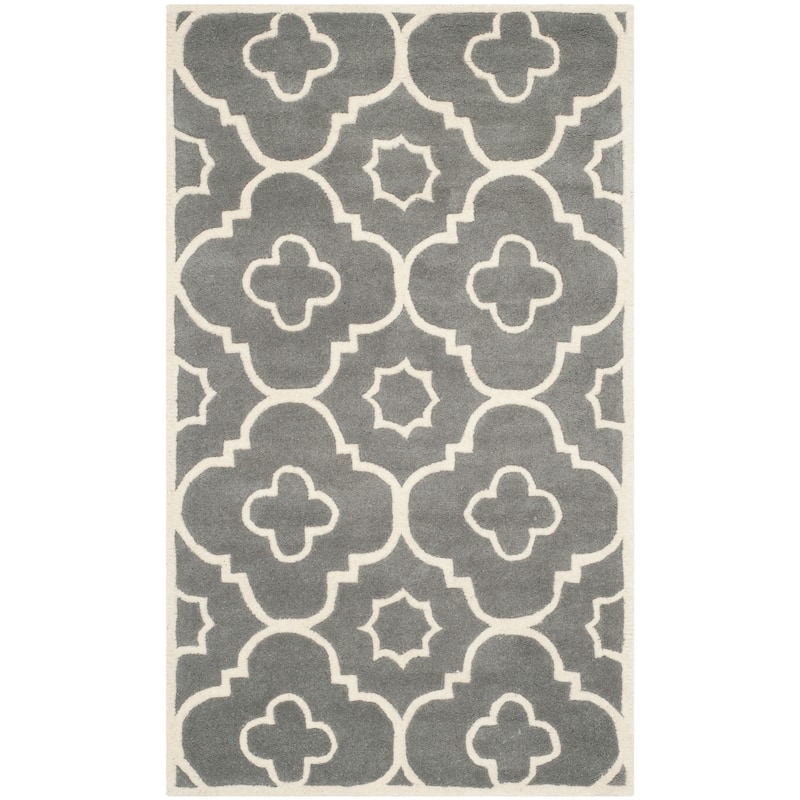SAFAVIEH Handmade Chatham Franziska Modern Wool Rug - 3' x 5' - Dark Grey/Ivory