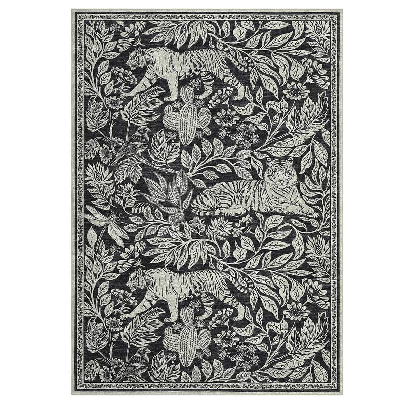 Forest Tiger Rugs Living Room Rug, Soft Washable Bedroom Rug, Low Pile Non-Slip Dining Room Home Office Carpet