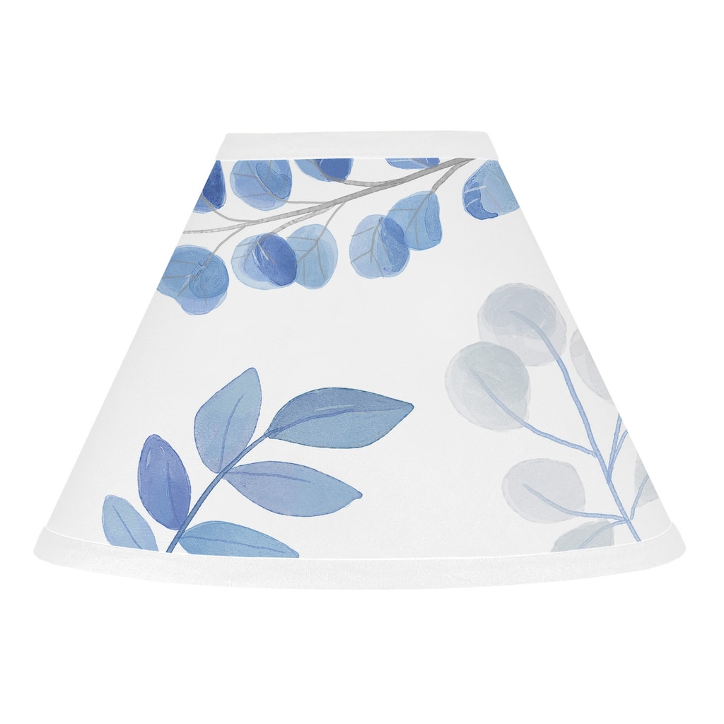 Floral Leaf Collection Lamp Shade - Blue Grey and White Boho Watercolor Botanical Flower Woodland Tropical Garden