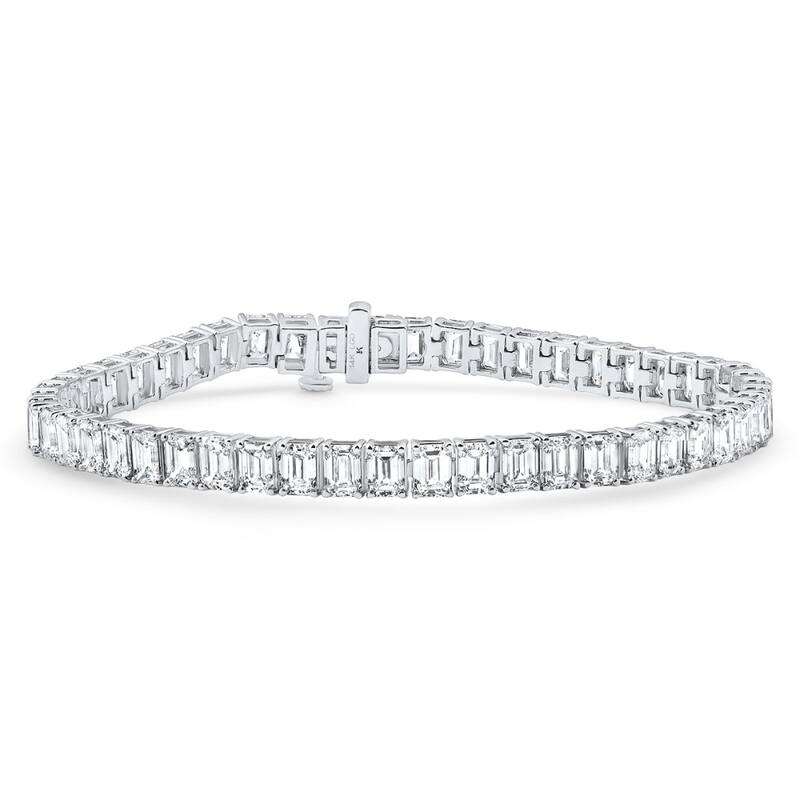 Bliss Diamond 15Ct Emerald Cut Diamond Tennis Bracelet 7" White Gold