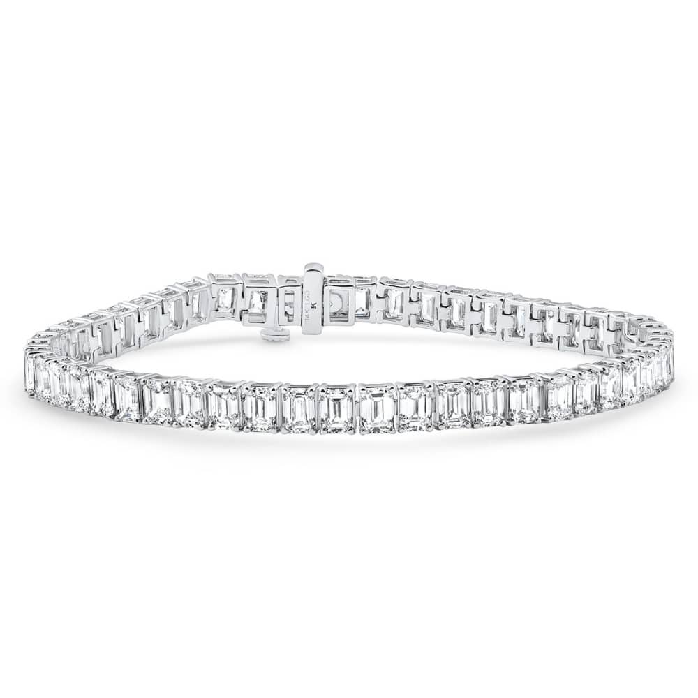 Bliss Diamond 15Ct Emerald Cut Diamond Tennis Bracelet 7" White Gold