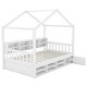 preview thumbnail 7 of 7, Twin Size Wooden House Bed with Shelves and a Mini-cabinet, White