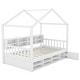 preview thumbnail 7 of 7, Twin Size Wooden Kids Furniture House Bed Kids Bed with Shelves and a Mini-cabinet, White