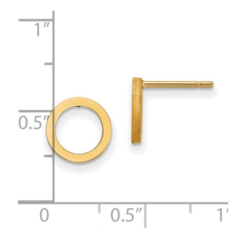 Curata 10k Yellow Gold 9x9mm Open Circle Post Earrings