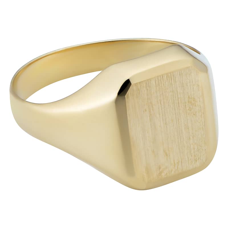10k Yellow Gold Rectangular Signet Ring for Men and Women (size 7 - 10)