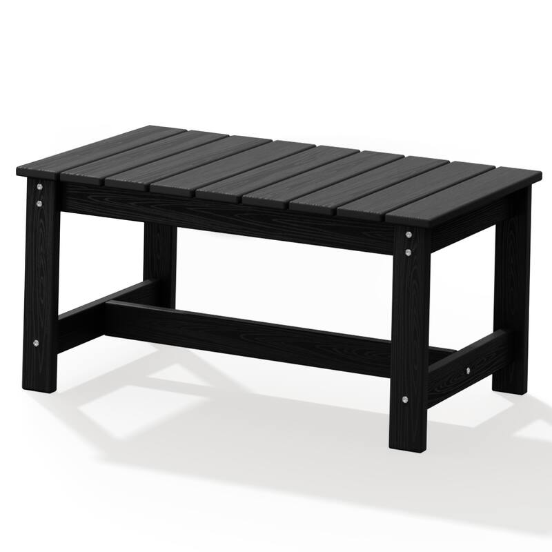 Outdoor Patio HDPE Rectangle Coffee Table - Black