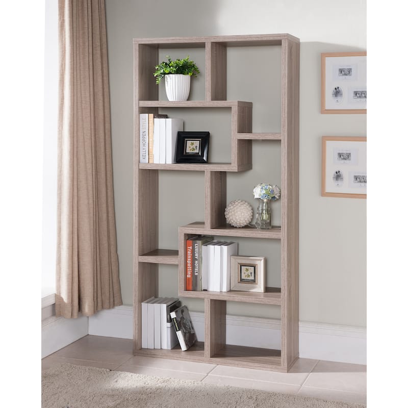 Geometric Contemporary 8-Shelf Display Bookcase by Furniture of America