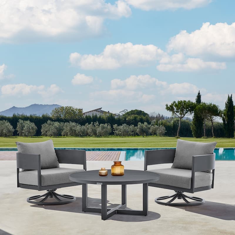 Argiope Dark Grey Aluminum Outdoor Swivel Rocking Chair