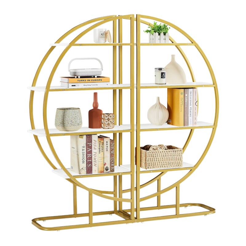 4-Tiers Bookshelf with Metal Frame and MDF Board