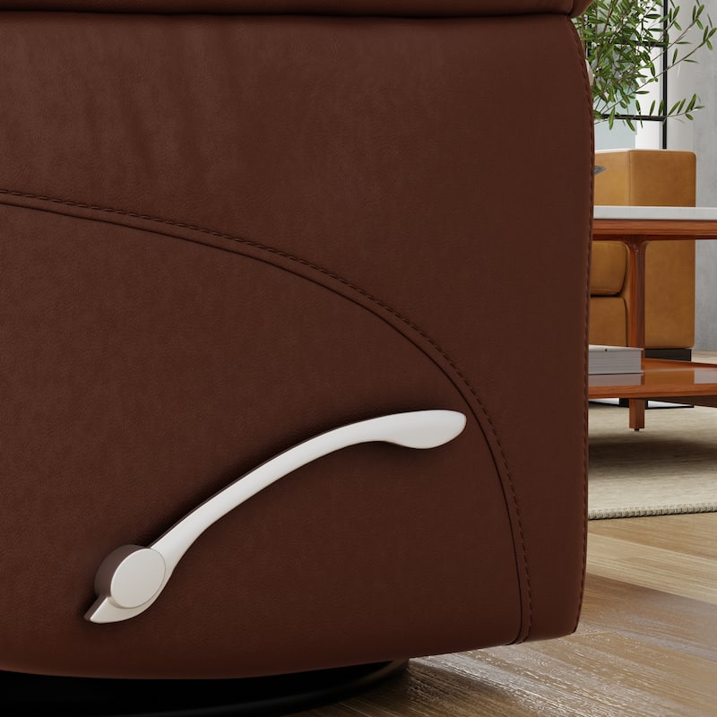 Swivel Glider Recliner With Manual Adjustable Headrest & Footrest In Oslo Pecan