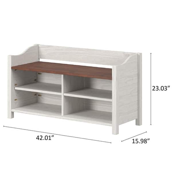 dimension image slide 0 of 2, Furniture Dash | Shoe Rack and Bench White Distressed