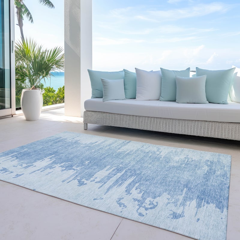 Machine Washable Indoor/ Outdoor Chantille Abstract Ombre Rug