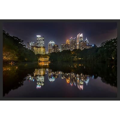 Atlanta GA at Night Reflecting City Photography by Wayne Collamore Framed Poster - 24 x 36 Inch