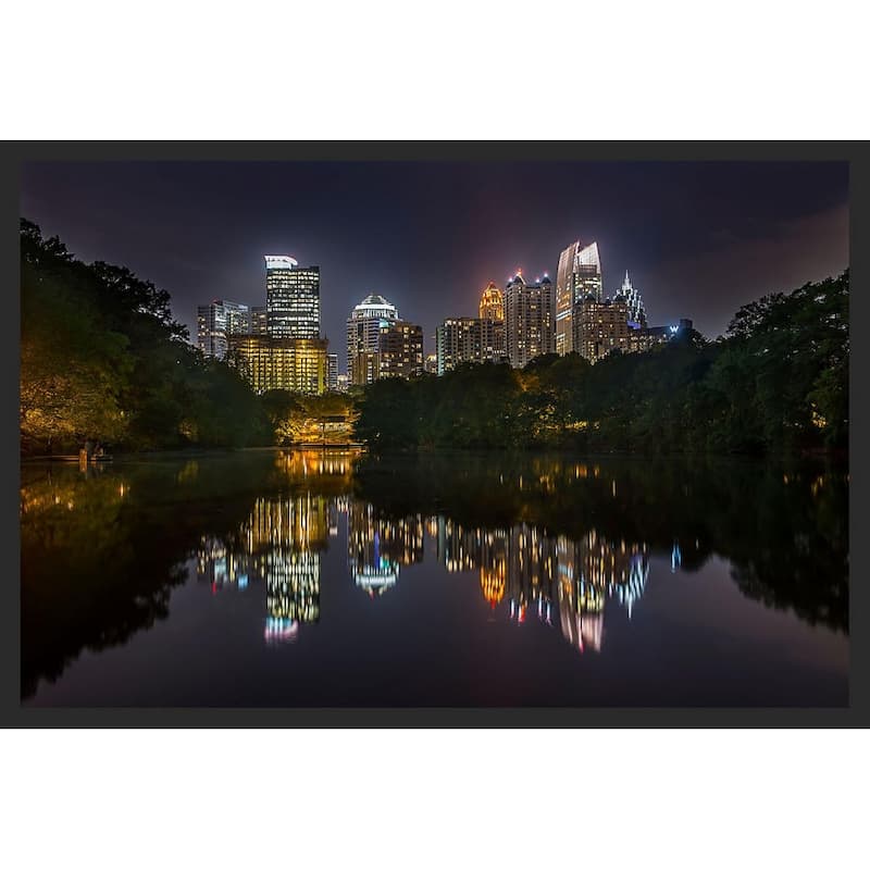 Atlanta GA at Night Reflecting City Photography by Wayne Collamore Framed Poster