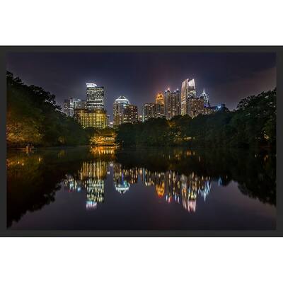 Atlanta GA at Night Reflecting City Photography by Wayne Collamore Framed Poster