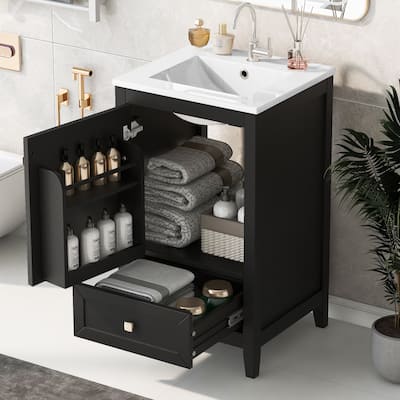 20" Bathroom Vanity with Sink, Bathroom Cabinet with Soft Closing Door, Storage Rack and A Drawer