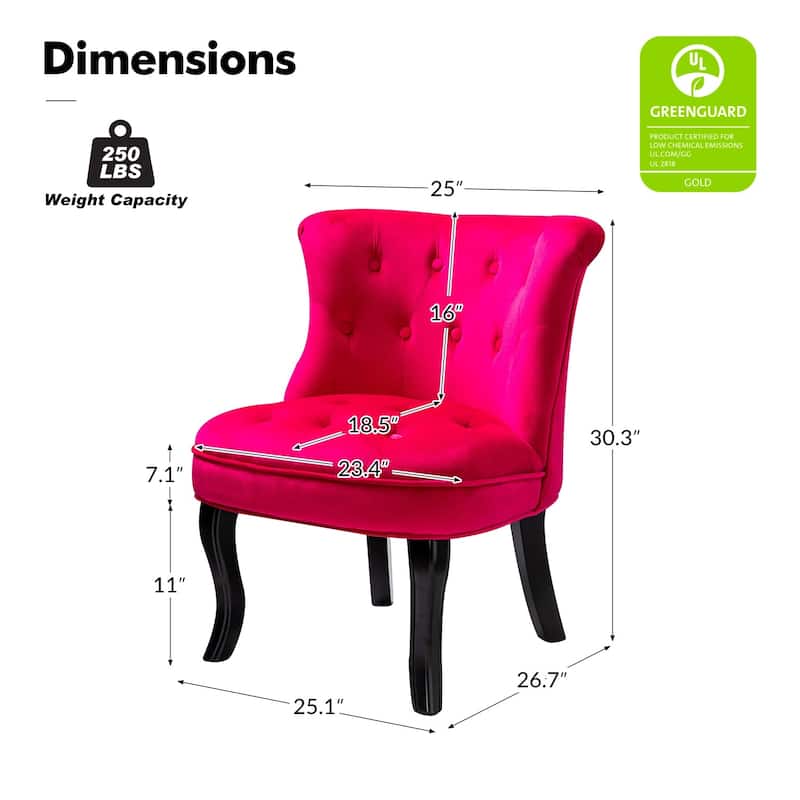 Paolino 25.1" Wide Traditional Velvet Button-tufted Back Stools with Wood Legs by HULALA HOME