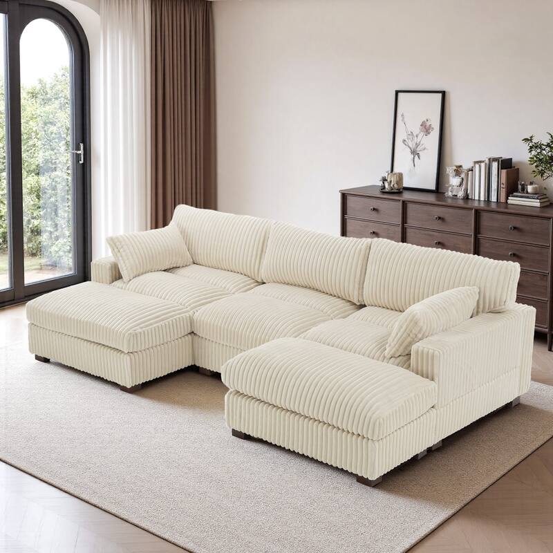 Modren Plush Oversized Modular Sectional Sofa Set with Chaise&Ottoman.
