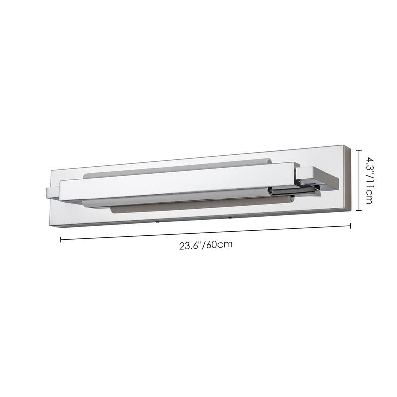 1-Light Modern Linear Chrome/Black Adjustable Integrated LED Bathroom Vanity Light - 4.3 in. W x 23.6 in. H x 4.5 in. D