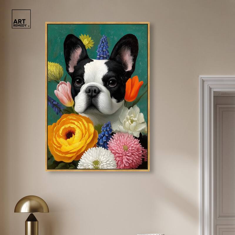 Secret Garden Frenchie Canvas by Art Remedy