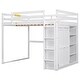 preview thumbnail 14 of 16, Full Loft Bed with Wardrobe, Shelves, and LED Light - Gray