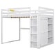 preview thumbnail 14 of 16, Wood Full Size Loft Bed with Built-in Wardrobe, 4-Layer Storage Shelves, and LED Light - Gray