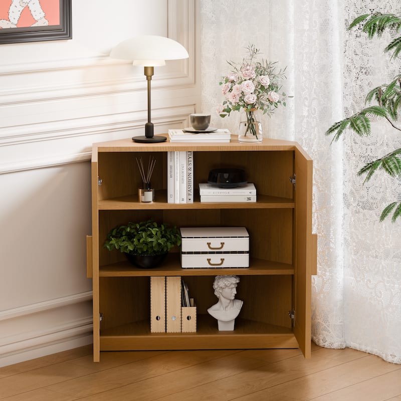 31"H Corner Sideboard Cabinet Free-Standing Corner Storage Organizer