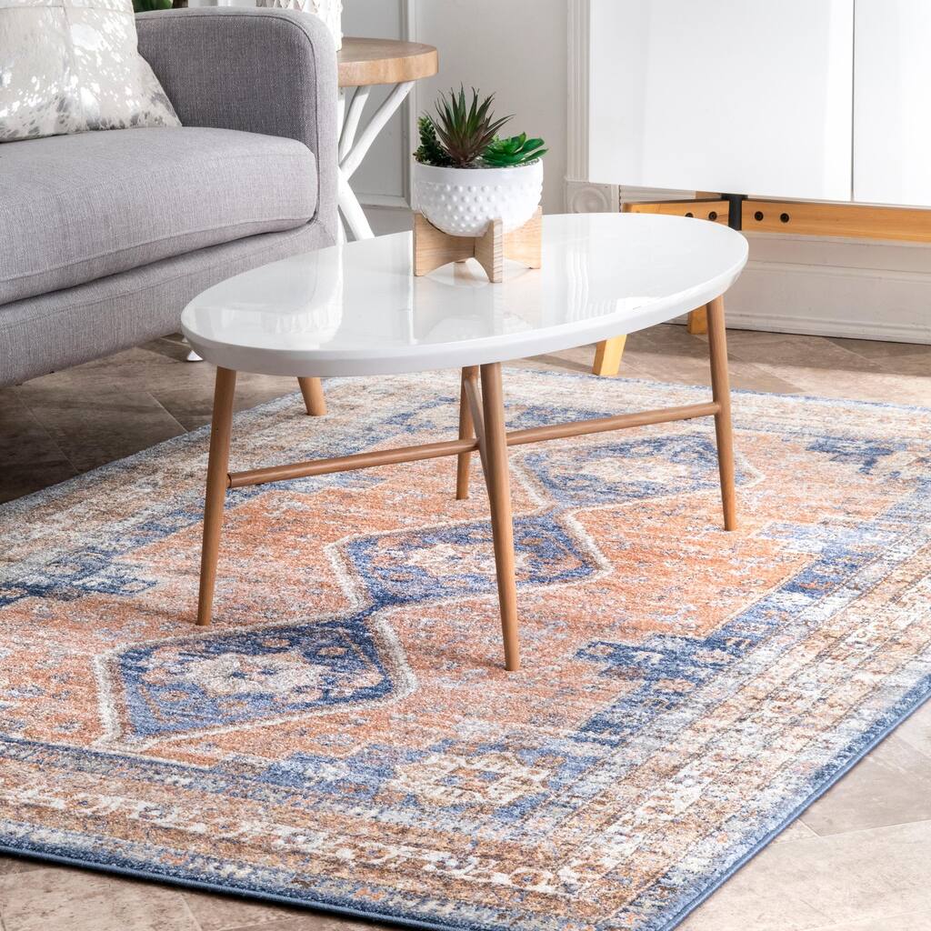 Nuloom Transitional Vintage Lavish Elyza Medallion Border Area Rug