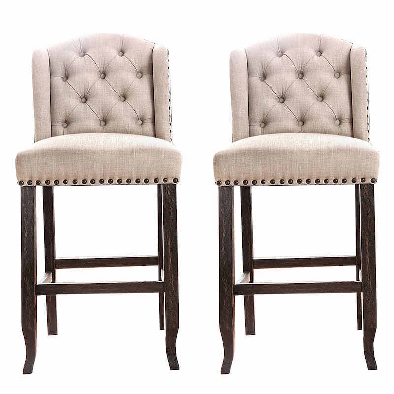 Black/Beige Fabric Upholstered Wood Frame Dining Chair, Sturdy Dining Chair for Dining Rooms - 23.5