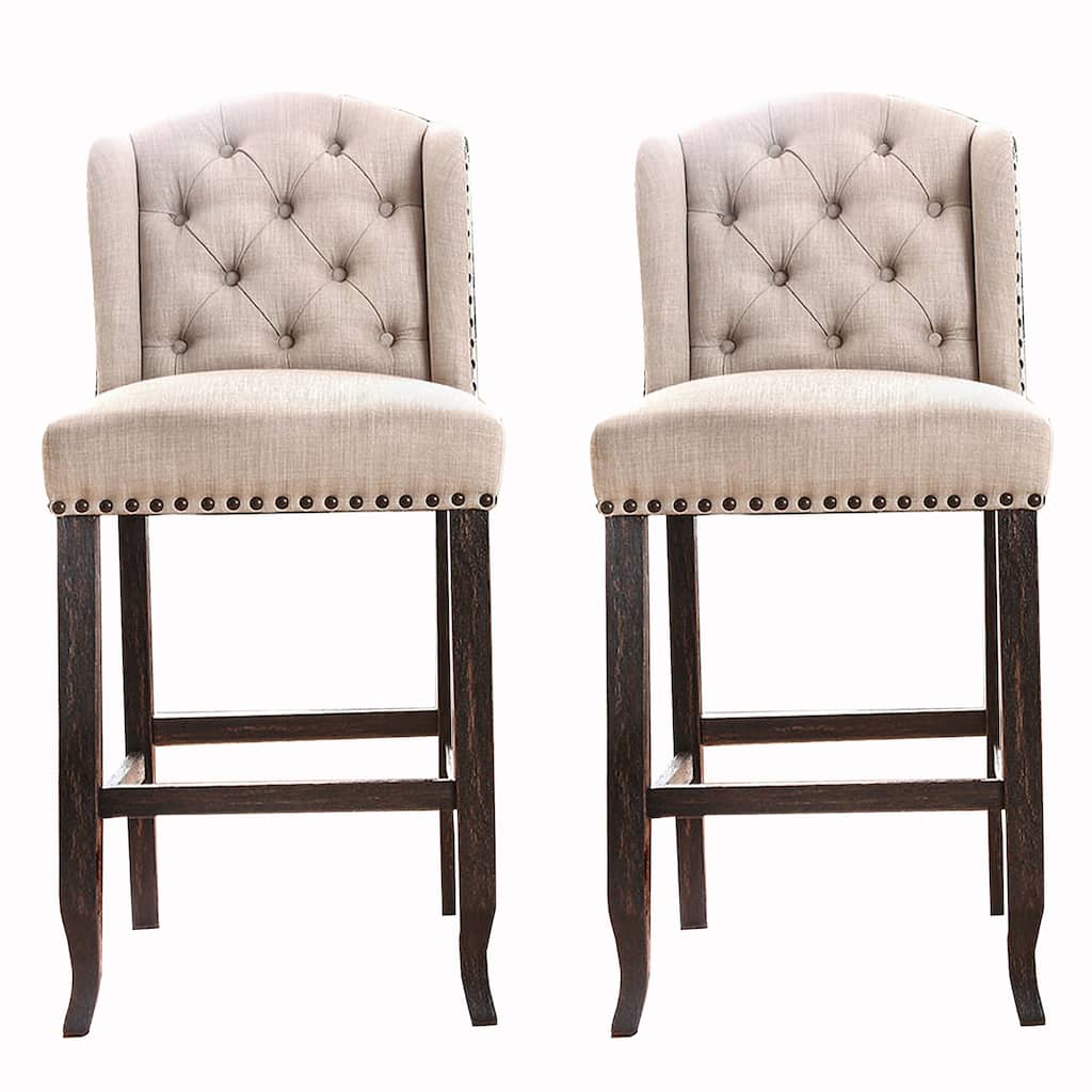 Black/Beige Fabric Upholstered Wood Frame Dining Chair, Sturdy Dining Chair for Dining Rooms - 23.5