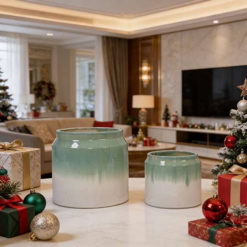 Elegant Ombre Glaze Non-Porous Ceramic Planters Pot for Aquatic Plants