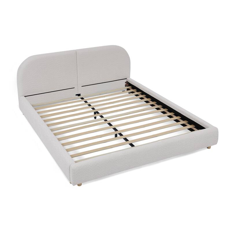 Queen Size Upholstered Bed Frame with Tall Headboard